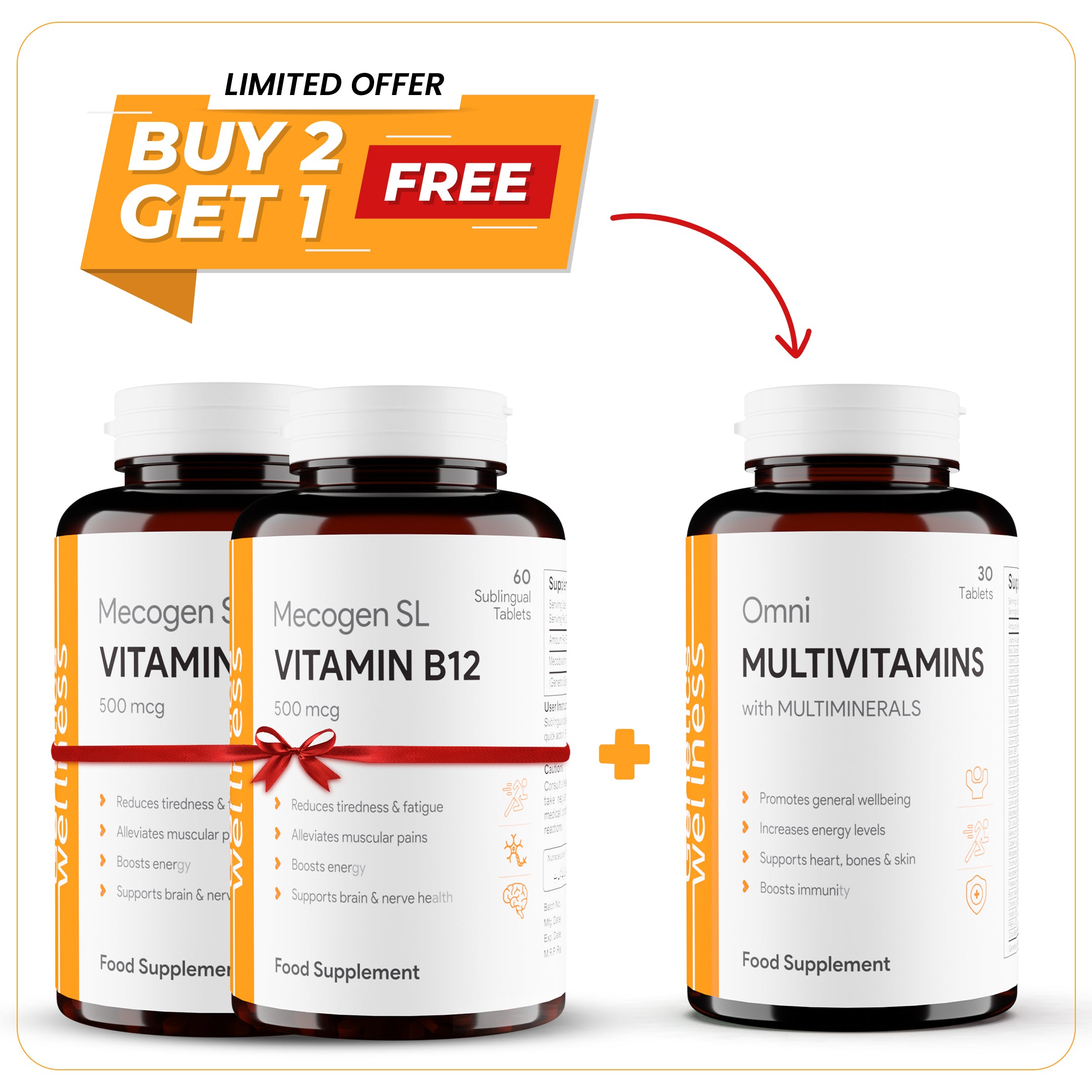2 Mecogen SL Vitamin B12 + 1 Omni Tab Free