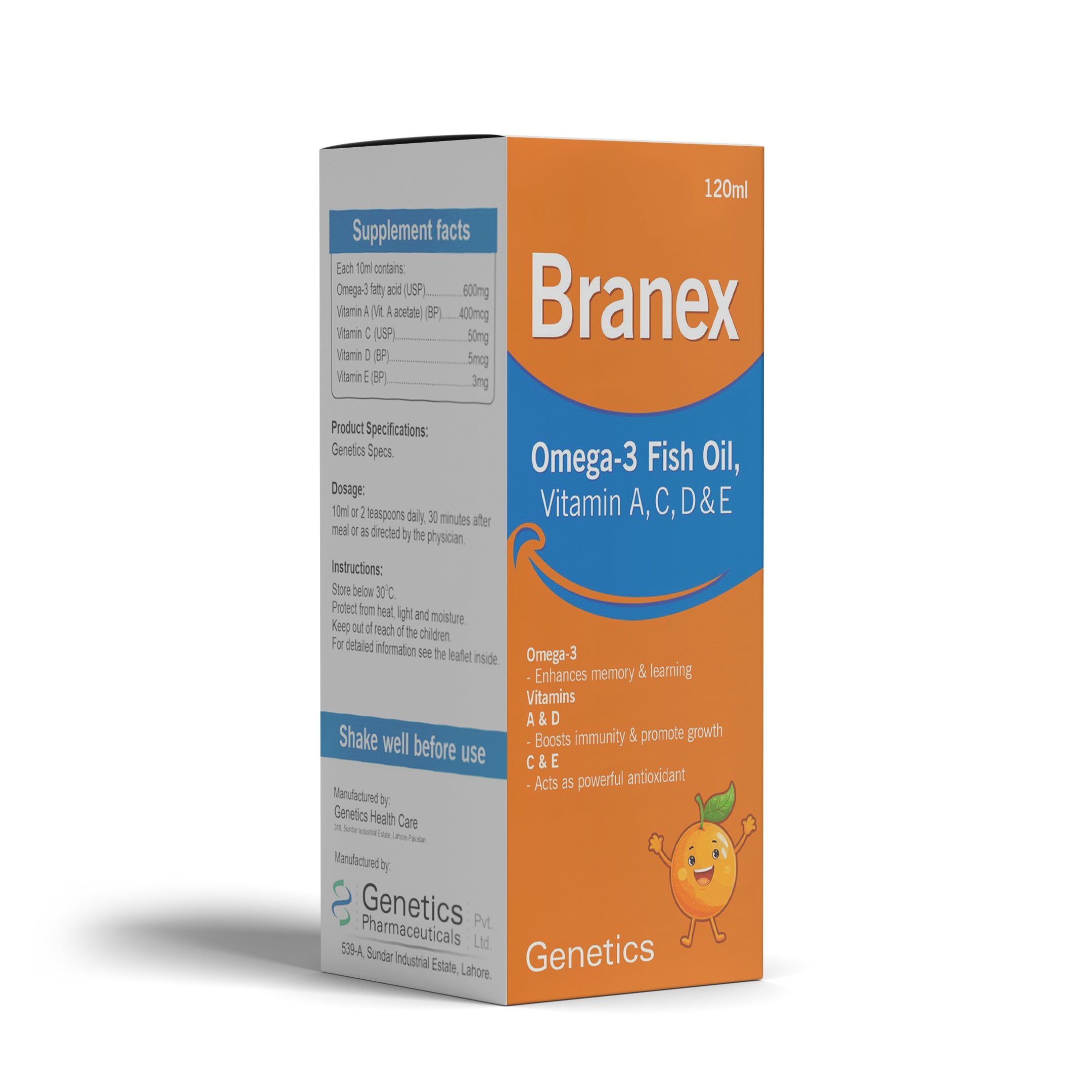 Omega-3 syrup for brain development, immunity and anti-oxidant protection in kids.