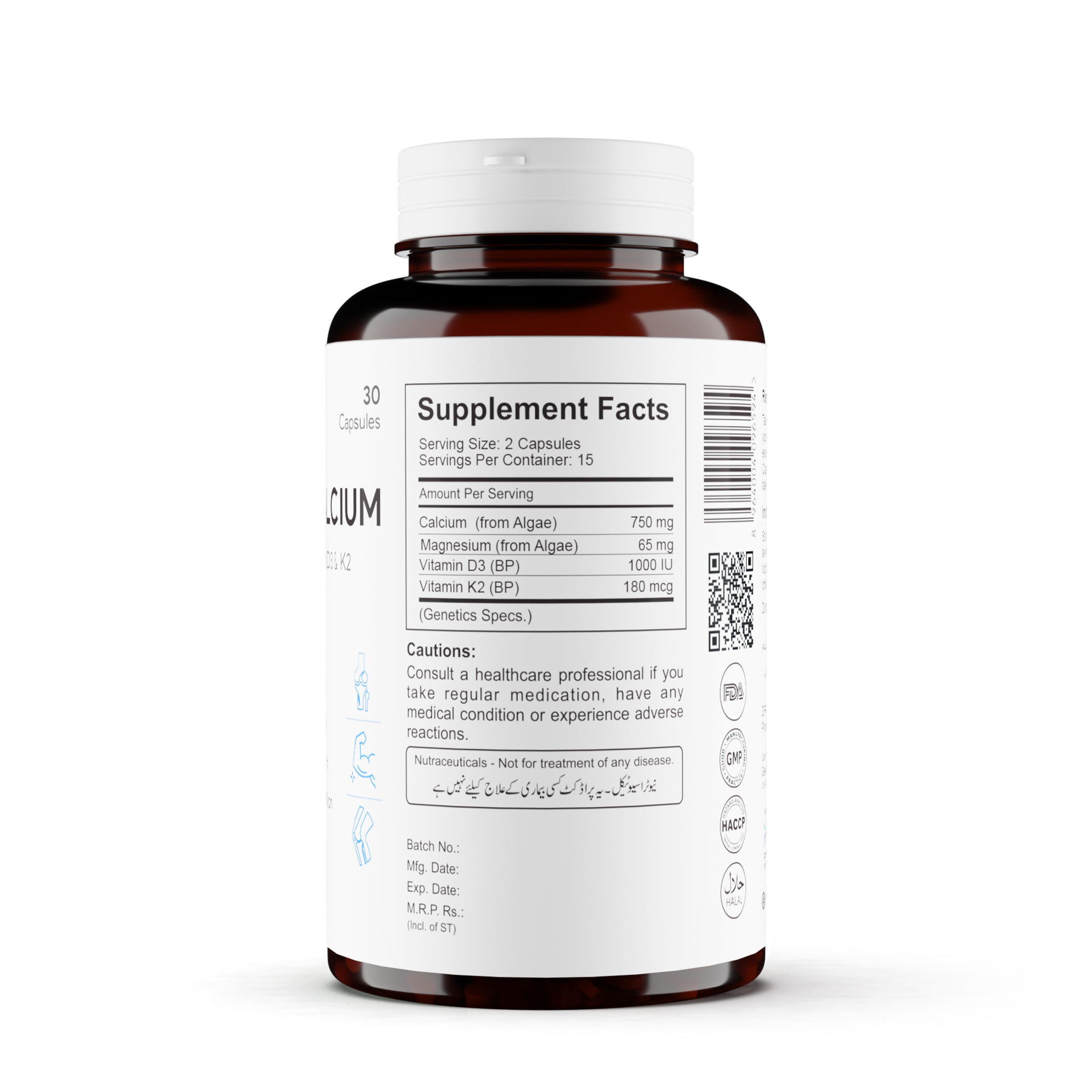 Calgae combines plant-based algae calcium with Vitamin D3, K2 and magnesium to support bone strength, mineral absorption and muscle health.
