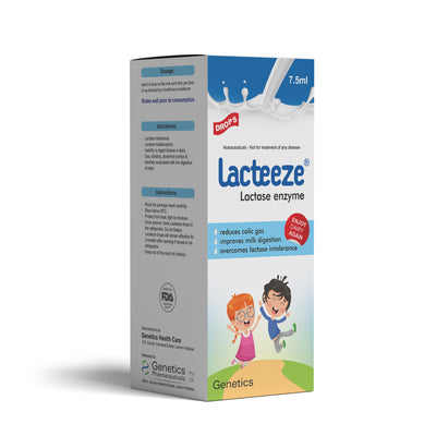 Lactase enzyme drops for lactose intolerance and lactose malabsorption in kids. 